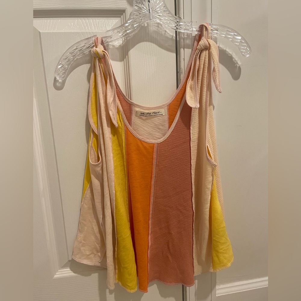 Free People Multicolor Tank Top with Tie-able Straps, Size M